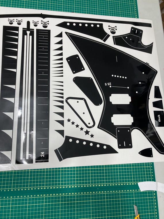 HAMCO Guitar Shop　オーダーデザイン確認用ページ Kelly Guitar Body Routing Template, Adhesive Vinyl, DIY Guitar