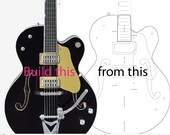 G Nashville style guitar. Complete set of patterns cut from vinyl for guitar building. neck and headstock guides, free shipping.