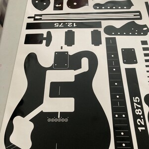 Plantilla de vinilo Telecaster Deluxe para la fabricación de guitarras. 72 formas de cuerpo, golpeador, mástil y pala de Telecaster para la construcción de guitarras. Envío gratuito. Make It a LEFTY!