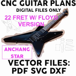 A Star style guitar 22 fret w/ floyd. 3 files types for heavy metal guitar  building, Digital files only, bodies, necks parts. PDF,DXF SVG