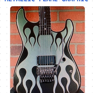 Hotrod Flame Metallic Vinylgitarrklistermärke - Glansigt Charl-stildekal