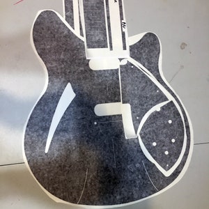 Rick 360 routing template for guitar building. Cut from vinyl, Complete body, neck, headstock parts for wood routing. Ships free