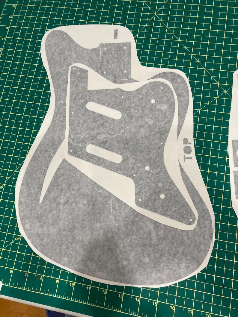 Plantilla de enrutamiento para guitarra Surfcaster de 1994, pegatina de vinilo estilo Charvel imagen 10