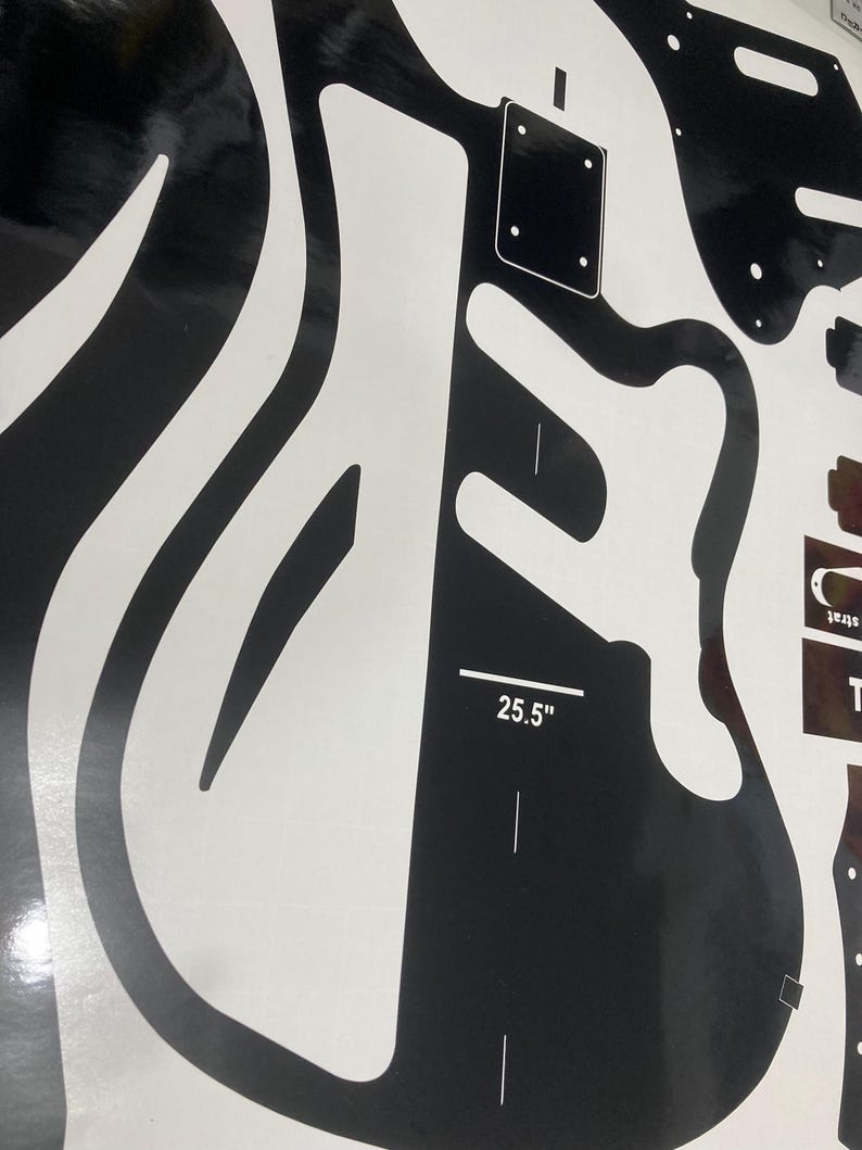 Plantilla de enrutamiento para guitarra Surfcaster de 1994, pegatina de vinilo estilo Charvel imagen 15