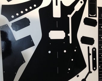 Plantilla de enrutamiento de guitarra Explorer, pegatina de vinilo