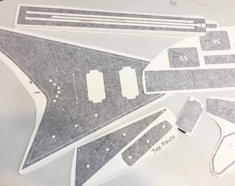 Plantilla de enrutamiento de guitarra Rhoads V, pegatina de vinilo, herramienta para hacer guitarras