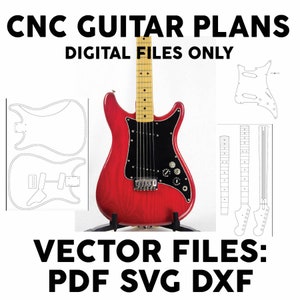 LeadII style  guitar cnc digital plans. 3 files types for cnc guitar  building, Digital files only, bodies, necks parts. PDF,DXF SVG