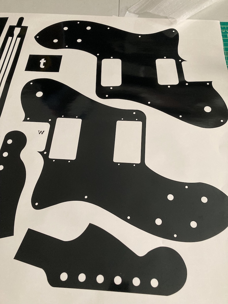 Plantilla de vinilo Telecaster Deluxe para la fabricación de guitarras. 72 formas de cuerpo, golpeador, mástil y pala de Telecaster para la construcción de guitarras. Envío gratuito. imagen 7