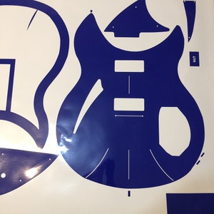 Rick 330 routing template for guitar building. Cut from vinyl. Ric style 330 guitar blueprint