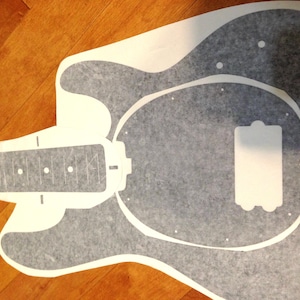 Stung Ray Bass routing template based on original 1976 model. Body, neck specs in cut adhesive vinyl for bass building, Free shipping