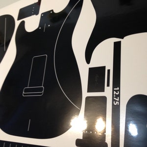 Modern Strat guitar. US specs.Routing template for guitar building. Fender style Vinyl sticker, Strat blueprints, guitar blueprints image 9