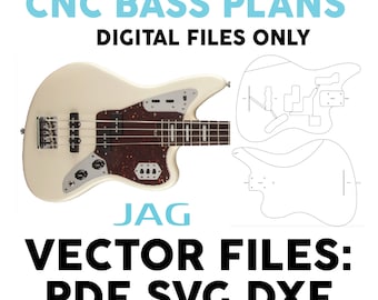 Jagbass guitar cnc digital plans. 3 files types for cnc bass  building, Digital files only, bodies, necks parts. PDF,DXF SVG