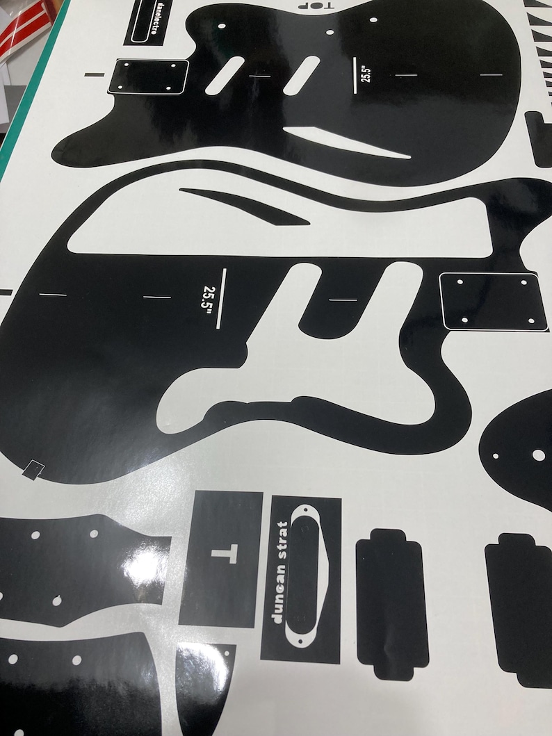 Plantilla de enrutamiento para guitarra Surfcaster de 1994, pegatina de vinilo estilo Charvel imagen 5