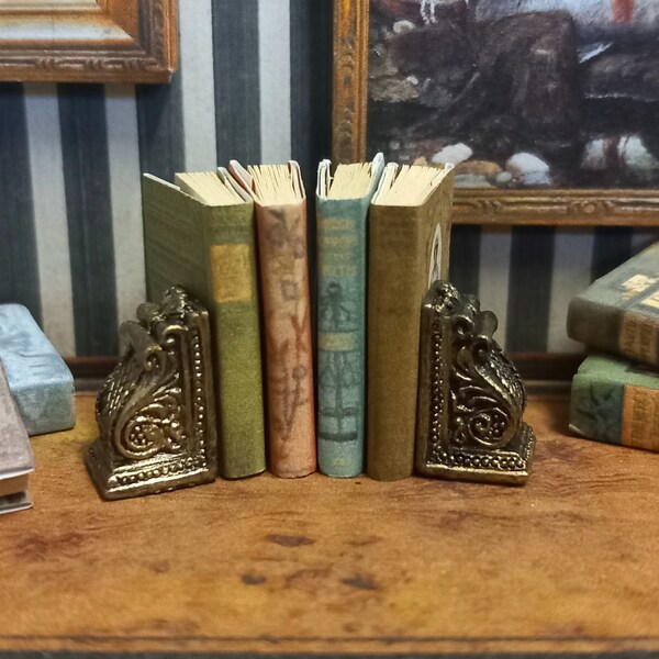 1.12 scale vintage inspired Alab scroll bookends