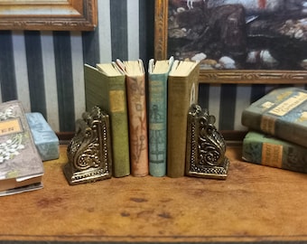 1.12 scale vintage inspired dollshouse miniature Alab scroll bookends.