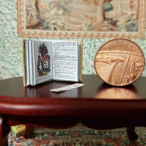 Alice in Wonderland illustrated 1:12 scale dollhouse miniature vintage book. A loose bookmark is also included.
