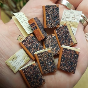 Charles Dickens viktorianische Repliken Sammlung von 8 Romanen in 1:12 Maßstab Puppenhaus Miniatur. Jedes Buch hat innen gealterte umschlagbare Blankoseiten.