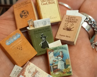Vintage cook book 1:12 scale  dollhouse miniature bookset of 7 and a collection of recipe cards included.