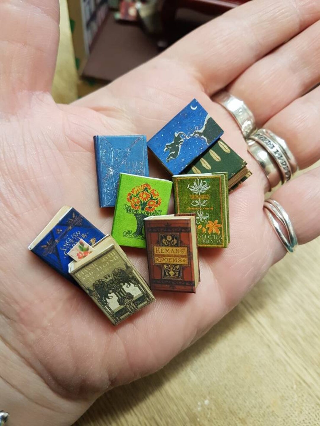 Antique Replica Set of 8 Dolls House Miniature Books in 112 Scale That Open With Blank Pages