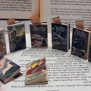 1.12 scale miniature vintage library books. Set of 8 mix of books with teenie library ticket inserts included.