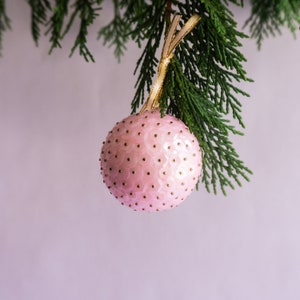 Pink Christmas Ornament Pale Pink Holiday Satin Sequin Ornament Vintage Inspired Christmas Decor image 1