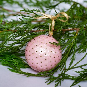 Pink Christmas Ornament Pale Pink Holiday Satin Sequin Ornament Vintage Inspired Christmas Decor image 5