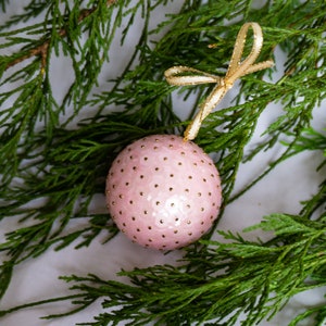 Pink Christmas Ornament Pale Pink Holiday Satin Sequin Ornament Vintage Inspired Christmas Decor image 8