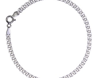 7.5 inch 925 STERLING SILVER Chain Bracelet Heart Shaped Link 7.5/" Rhodium Plate