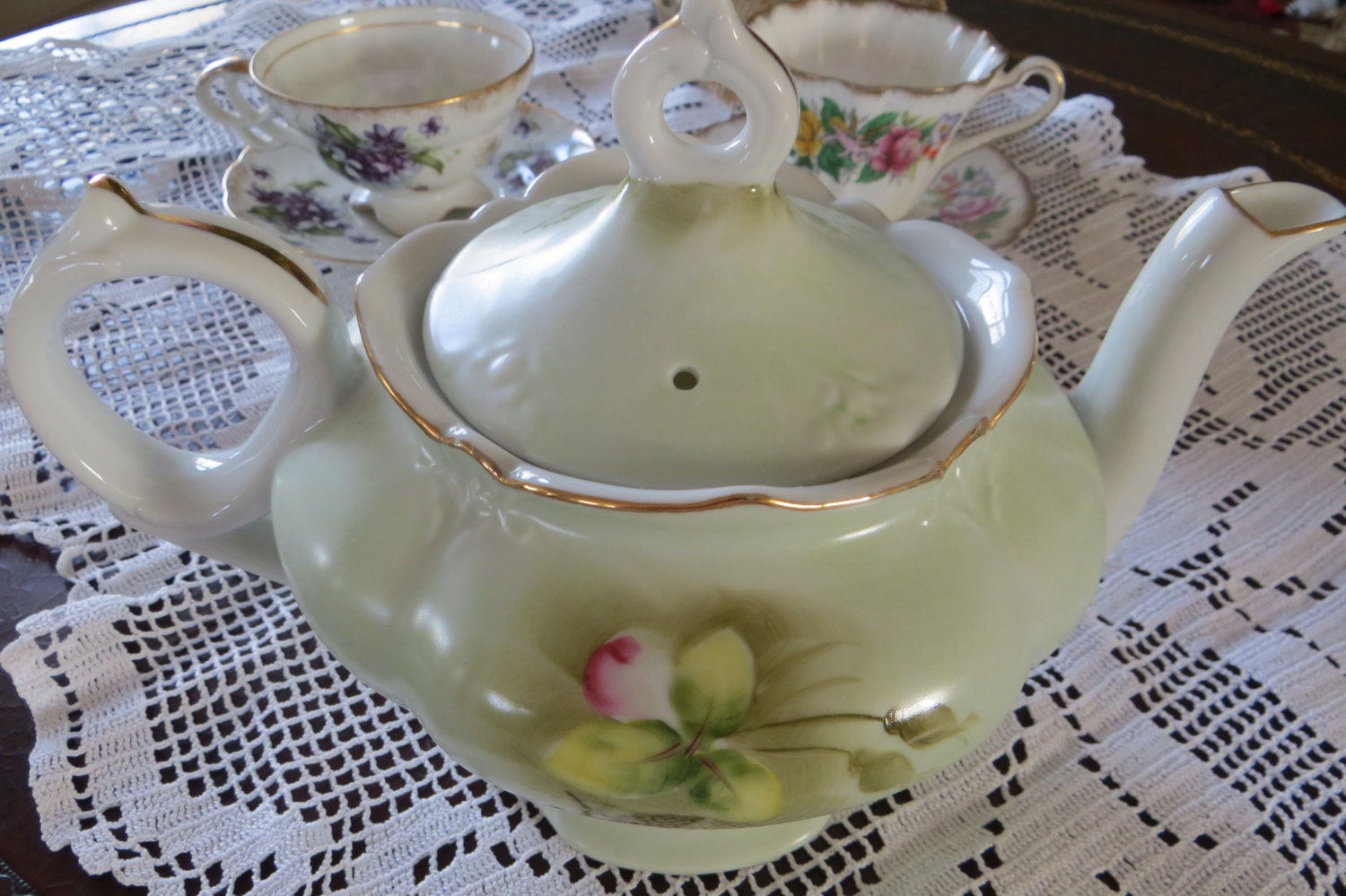 Japan Vintage Teapot Lefton Musical Teapot Painted Porcelain Etsy