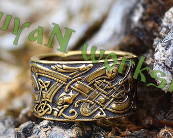 Celtic Dogs ring. Celtic Wolves ring. Wolves Ring. Ring with | Etsy