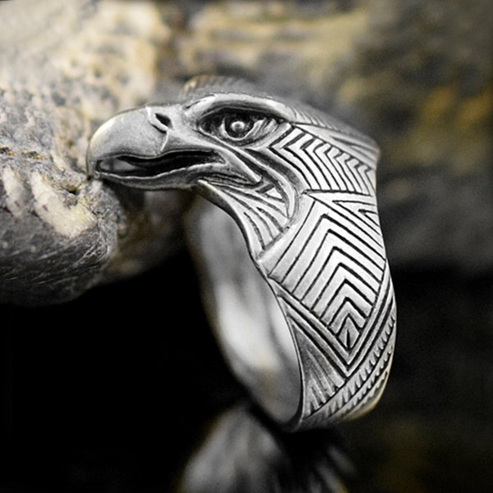 Viking Eagle ring. Eagle head ring. Eagle Power Animal Symbol Etsy