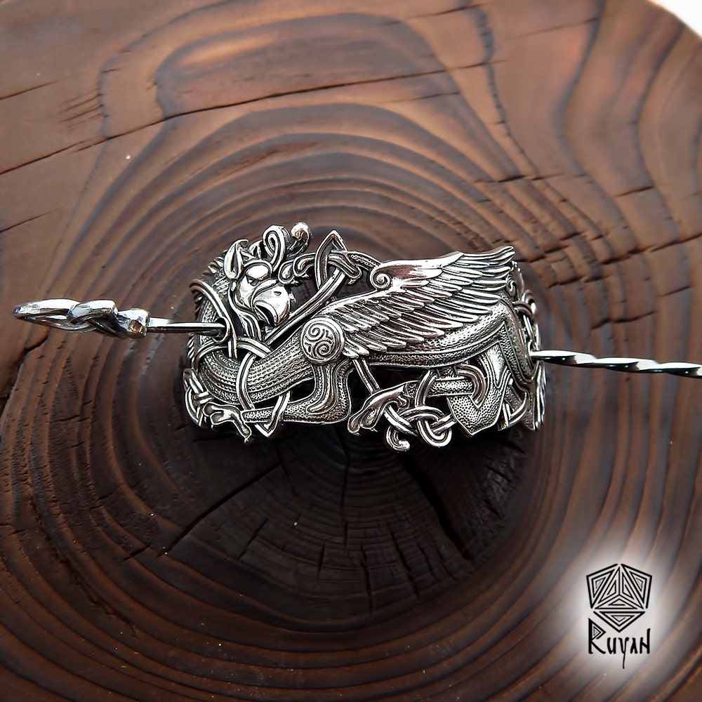 Sterling Silver Hair clip Griffin . Gold plated Etsy