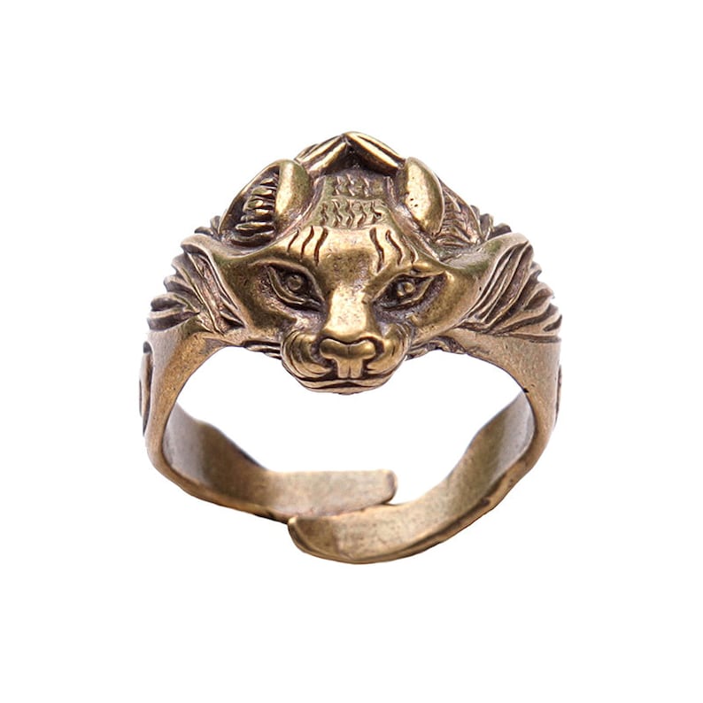 Lynx ring. Bobcat ring Lynx head ring. Cat ring. Lynx Head Etsy