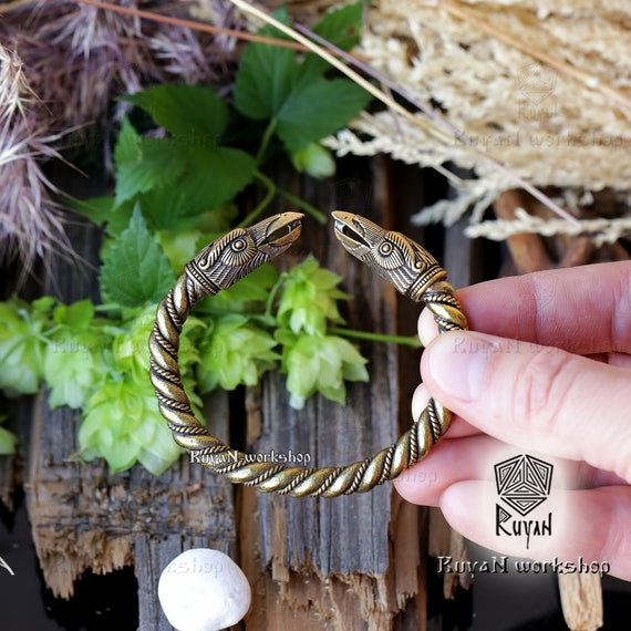 Las mujeres brazalete Hugin munin de Odin cuervos bronce-Viking vikingo