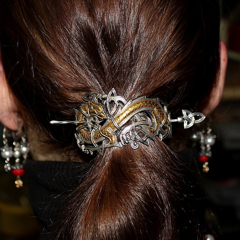 Hair clip Norse Viking Dragon Hairgrip Celtic Dragon Celtic Knot Hairclip J\u00f6rmungandr Dragon.