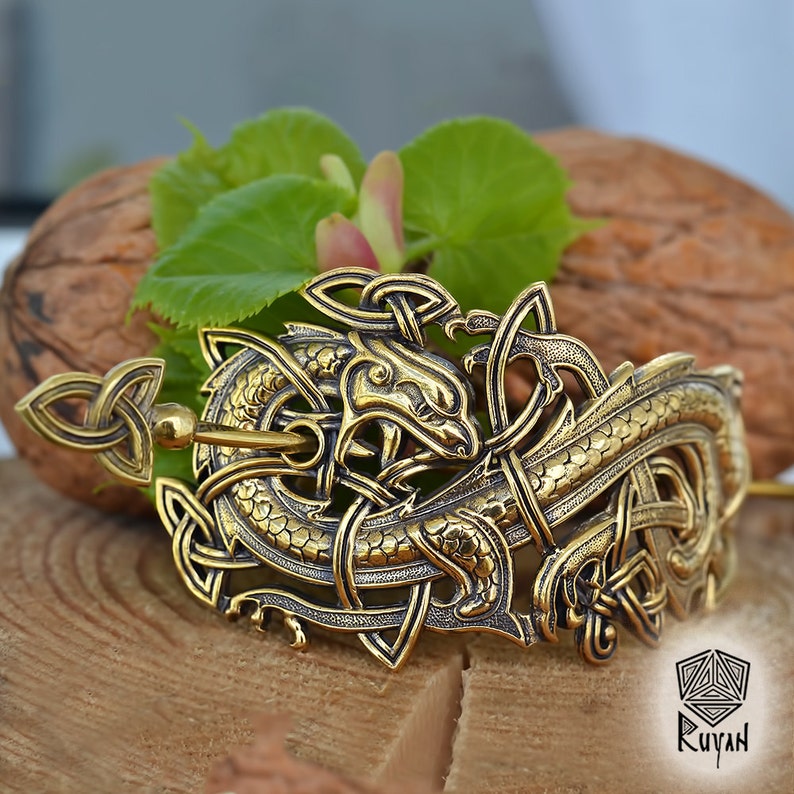 Hair clip Norse Viking Dragon Hairgrip Celtic Dragon Celtic Knot Hairclip J\u00f6rmungandr Dragon.