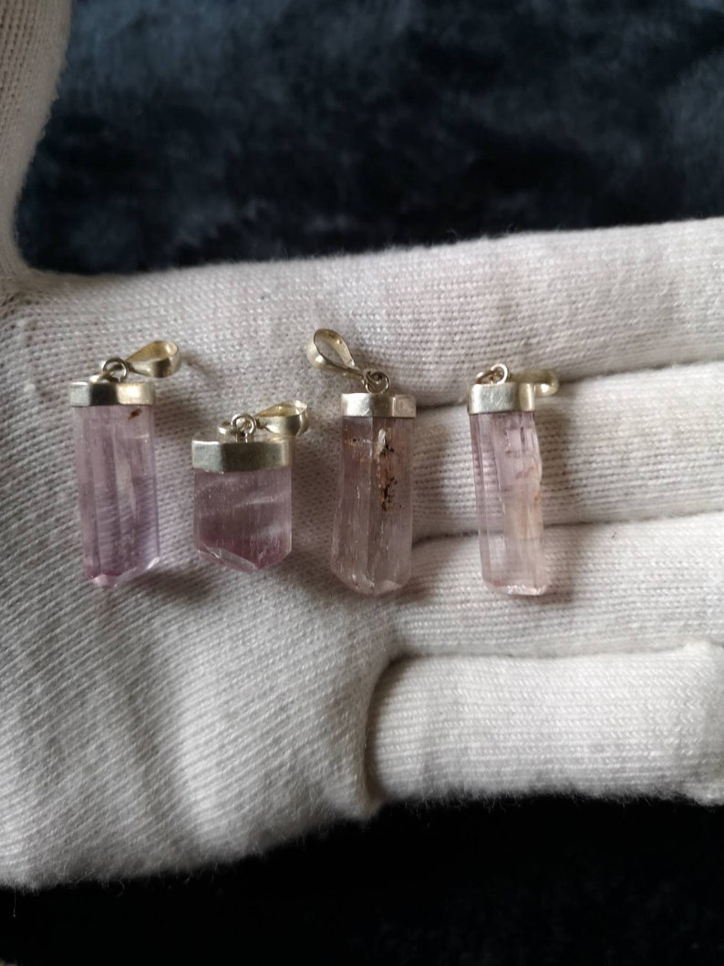 Raw pink Kunzite pendant