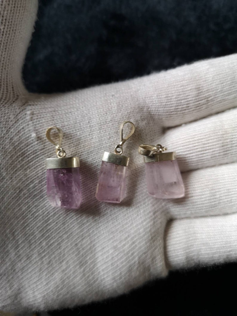 Raw pink Kunzite pendant