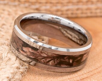 Tungsten Ring, Mens Wedding Bands, Wedding Bands, Tungsten Band, Women's Ring, Dinosaur Bone, Brown Tungsten Ring, Brown Wedding Band