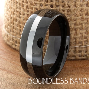 Two Tone Black Mens Tungsten Ring Dome Shaped Wedding Ring 8mm - Etsy