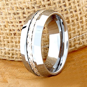 Braided Tungsten, Men's Tungsten Ring, Tungsten Ring, Men's Tungsten Band, Tungsten Wedding Ring, Men's Ring, Tungsten, Silver Men's Ring