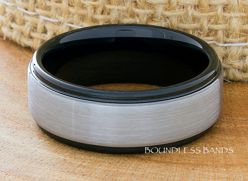 Men/'s Black Wedding Band 8mm Tungsten Ring Black Tungsten Ring Tungsten Tungsten Band Personalized Ring Men/'s Tungsten Wedding Band