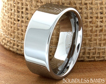 Men's Tungsten Ring, Tungsten Ring, Men's Tungsten Band, Tungsten Wedding Ring, Men's Ring, Tungsten, Silver Men's Ring, Flat High Polished