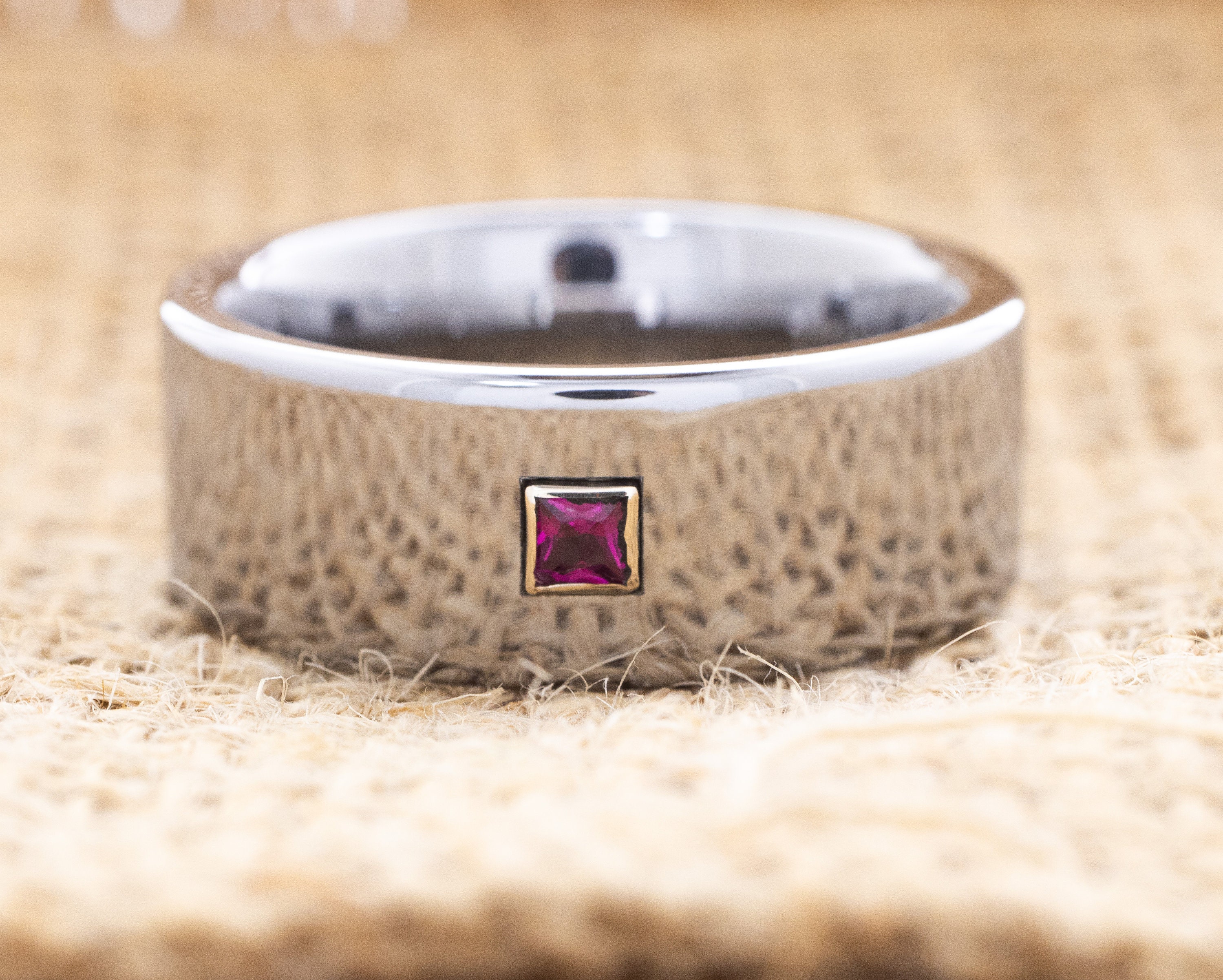 Silver Tungsten Wedding Band, Amethyst Wedding Ring, 8mm Tungsten ...