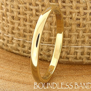 Tungsten Ring, Men&#39;s Tungsten Wedding Band, Yellow Gold Tungsten Ring, Tungsten Band, Handmade Ring, Women&#39;s Ring, Domed High Polished 2mm