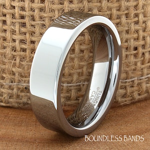 Tungsten Ring, Men&#39;s Tungsten Wedding Band, Men&#39;s Tungsten Ring, Tungsten Band, Tungsten, Men&#39;s Tungsten, Flat High Polish, Men&#39;s Ring, 6mm