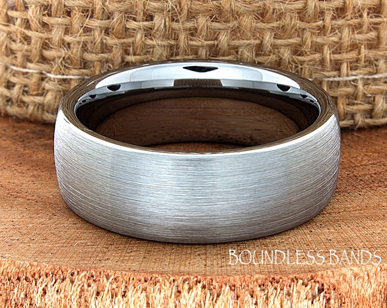 Tungsten Ring, Men's Tungsten Wedding Band, Men's Tungsten Ring, Tungsten Band, Tungsten, Men's Tungsten, Dome Brushed, Men's Ring, 8mm image 2