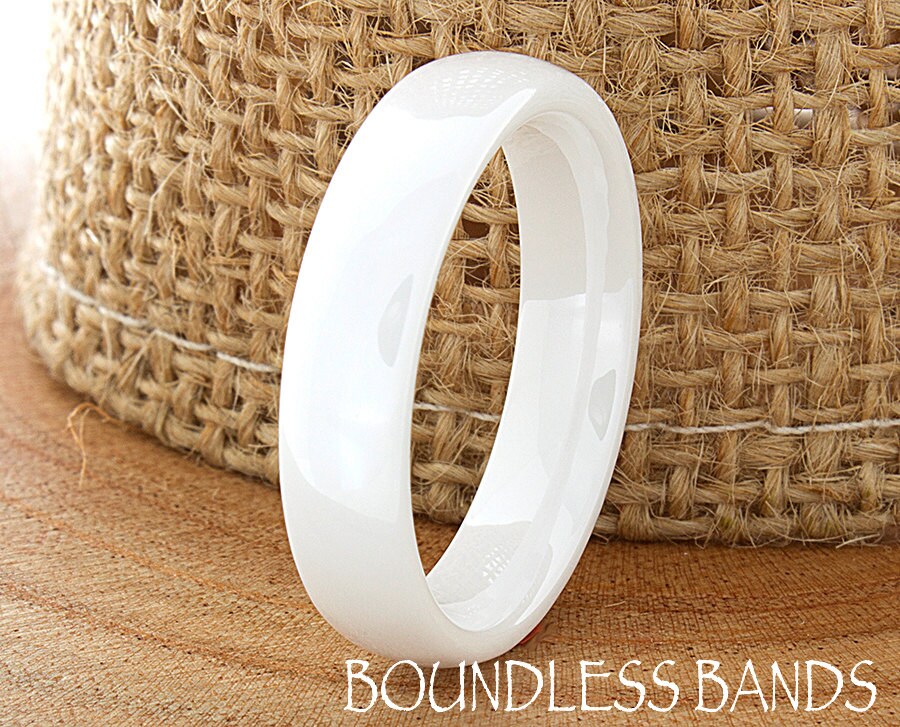 Ceramic Wedding Ring Mens Wedding Band White Ceramic Band Etsy