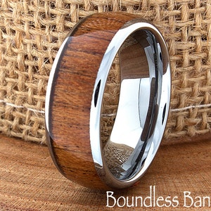 Titanium Wood Wedding Ring Anniversary Engagement Ring Customized Titanium Band Mens Wood Wedding Ring Free Laser Engraving 8mm Comfort Fit