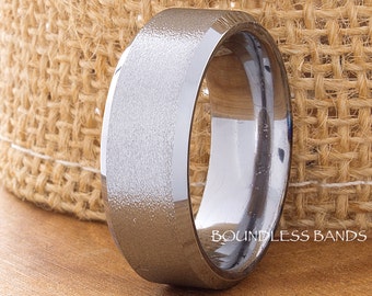 Tungsten Ring, Men's Tungsten Wedding Band, Men's Tungsten Ring, Tungsten Band, Tungsten, Men's Tungsten, Brushed Polished Beveled, 8mm